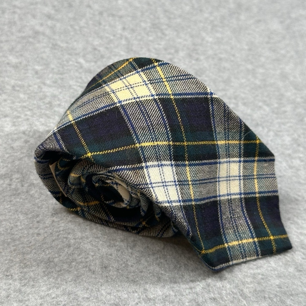 Vintage Bert Pulitzer Plaid‎ Tartan Necktie Blue Green Yellow Preppy 57x3 NOTE
